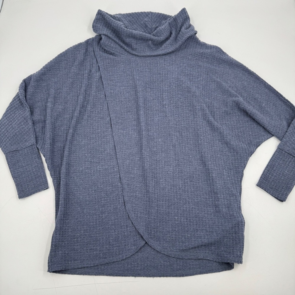 LulaRoe Kristen‎ Top Women's Small Blue Waffle Knit Cowl Neck Pullover Shirt